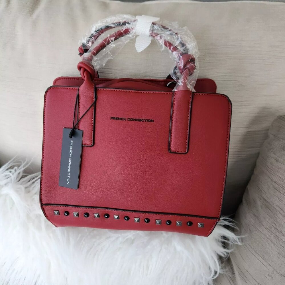 NWT $118 French Connection Knotted Top Handle Crossbody W/ Strap red